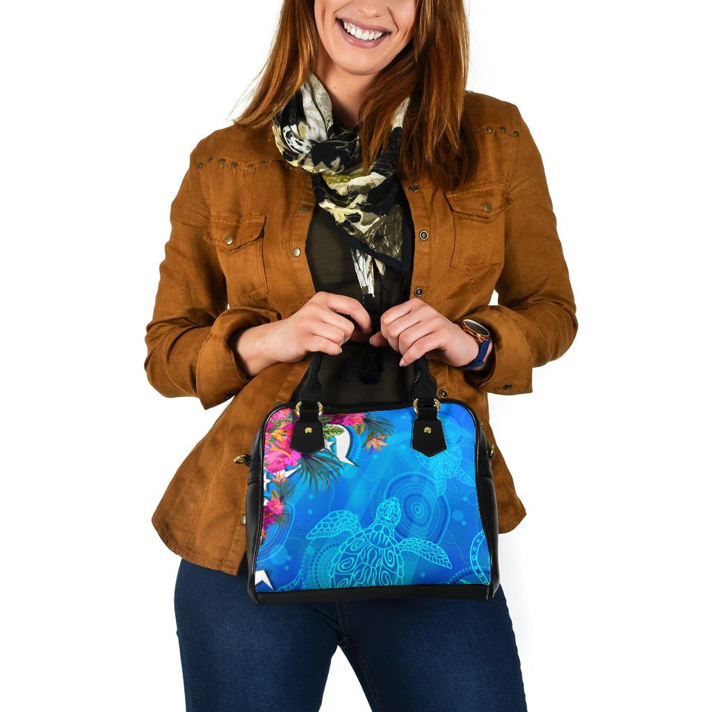 Shoulder Handbag - Torres Strait Blue Sea With Hibiscus - Vibe Hoodie