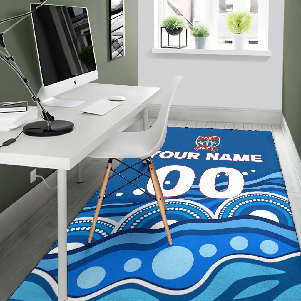 custom-personalised-newcastle-jets-area-rug-indigenous-dot-painting-art