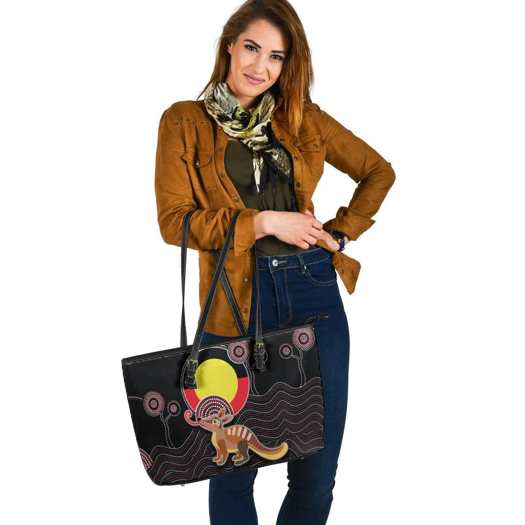 large-leather-tote-bag-numbat-tribal-pattern-with-aboriginal-flag