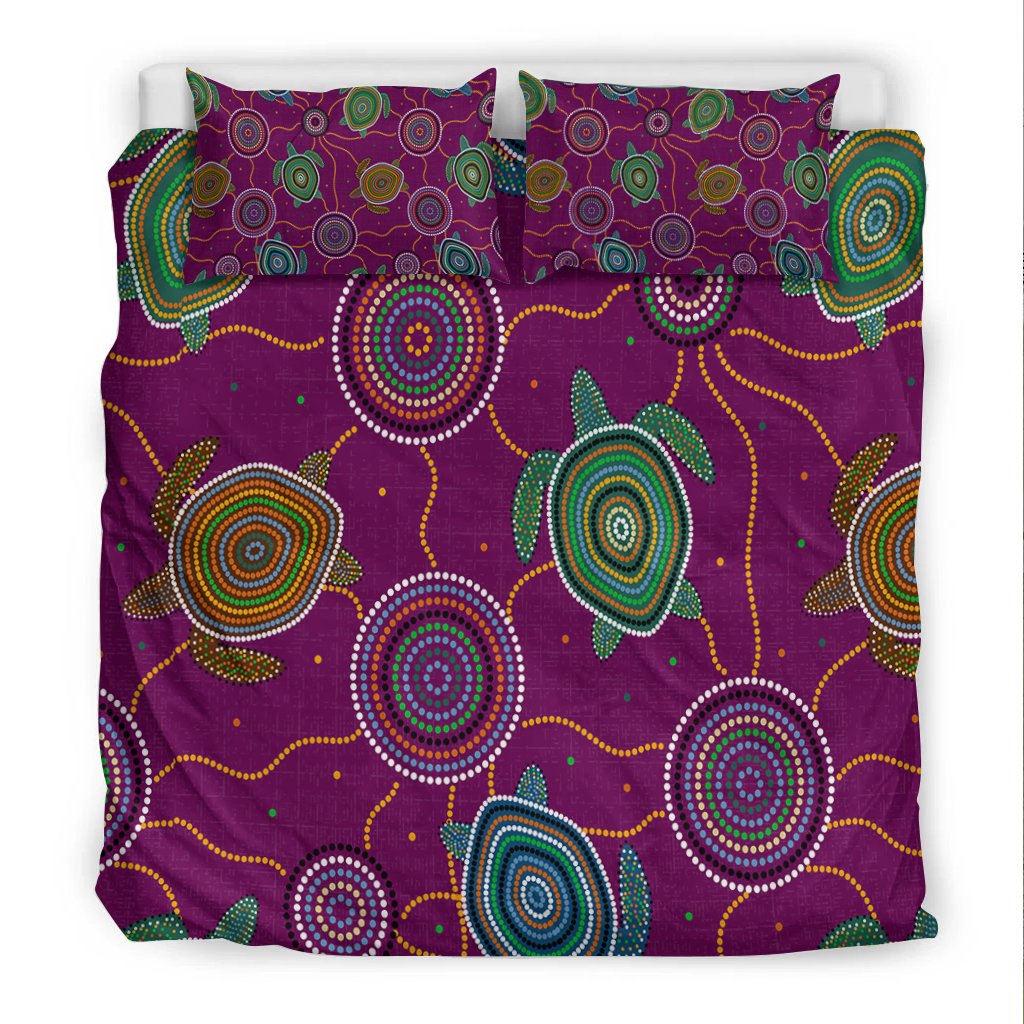 bedding-set-aboriginal-turtle-purple-australia-dot-patterns