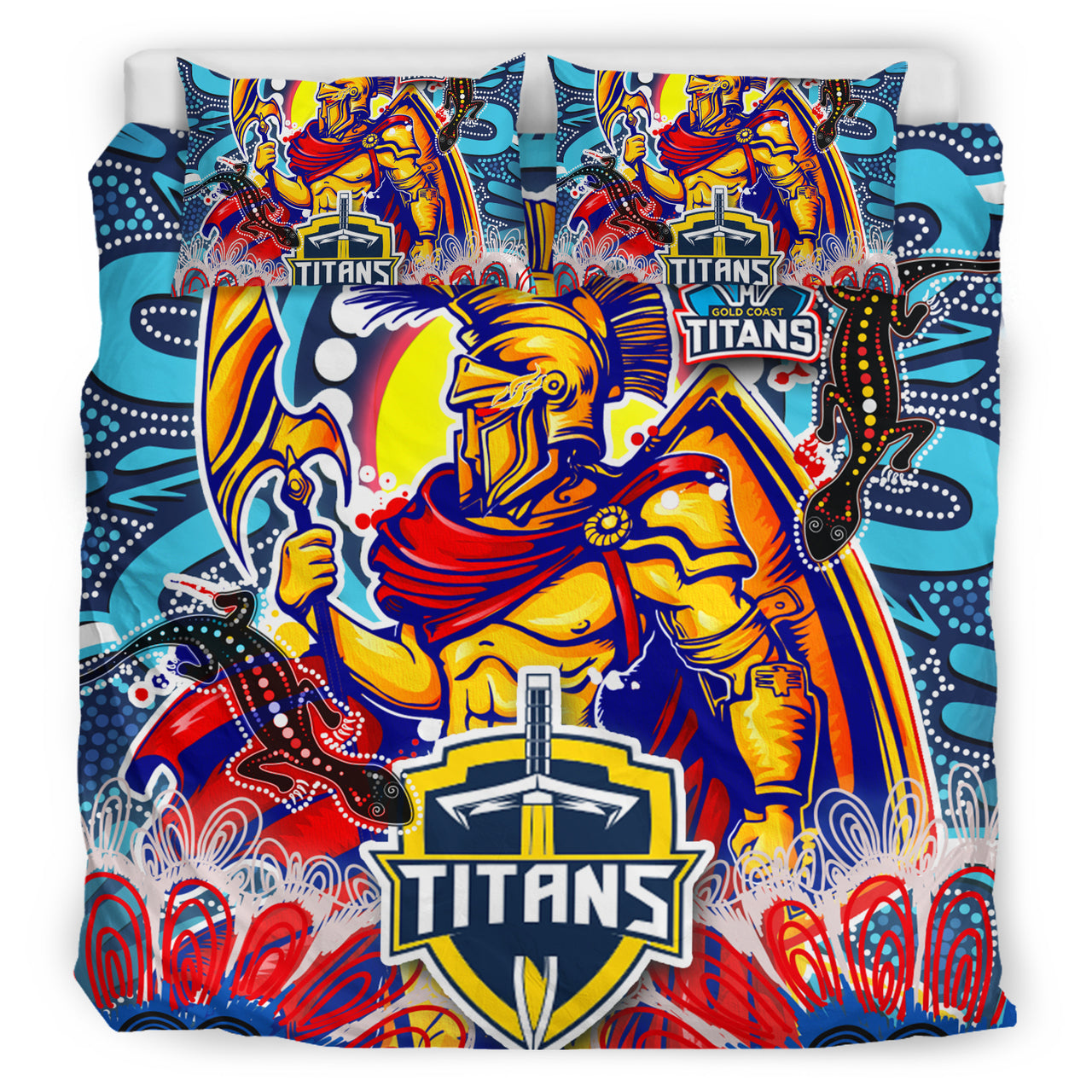 titans-aboriginal-custom-rugby-bedding-set-the-indigenous-titans-warriors-with-aboriginal-lizard-and-sun