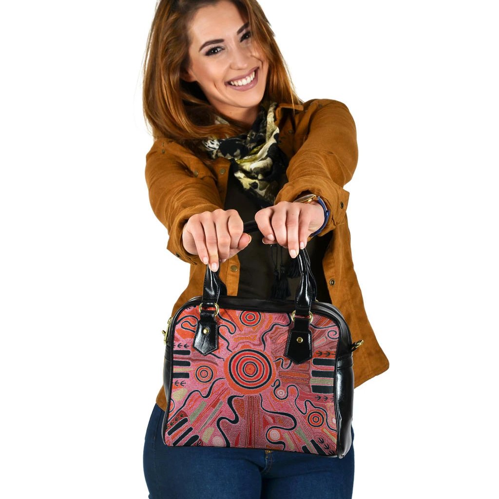 Aboriginal Shoulder Handbag - Indigenous Footprint Landscape - Vibe Hoodie