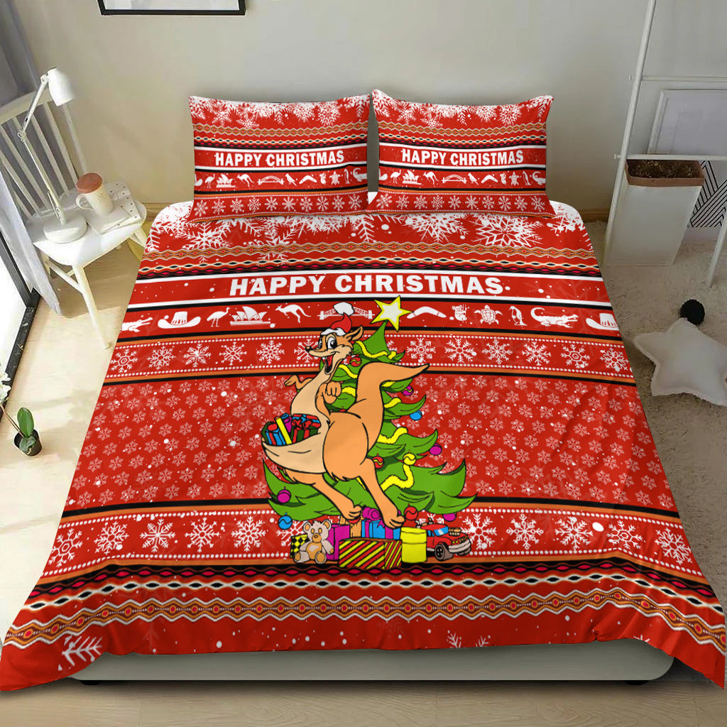 Australia Christmas Kangaroo Aboriginal Pattern Bedding Set - LT2