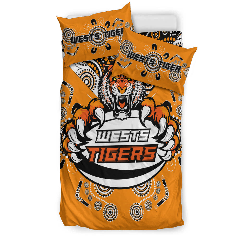 Wests Tiger Rugby Aboriginal Pattern Bedding Set - LT2