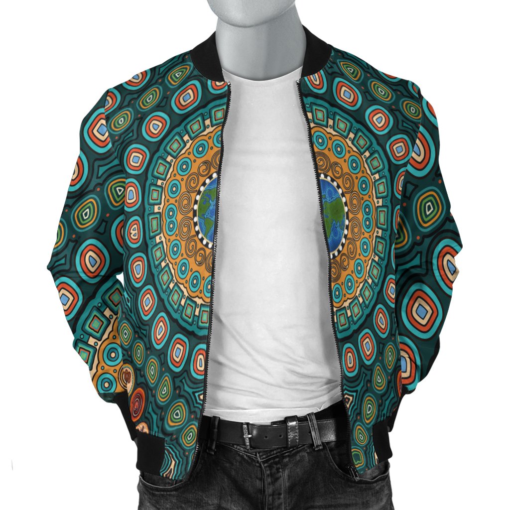 womens-bomber-jacket-aboriginal-green-dot-painting-with-earth