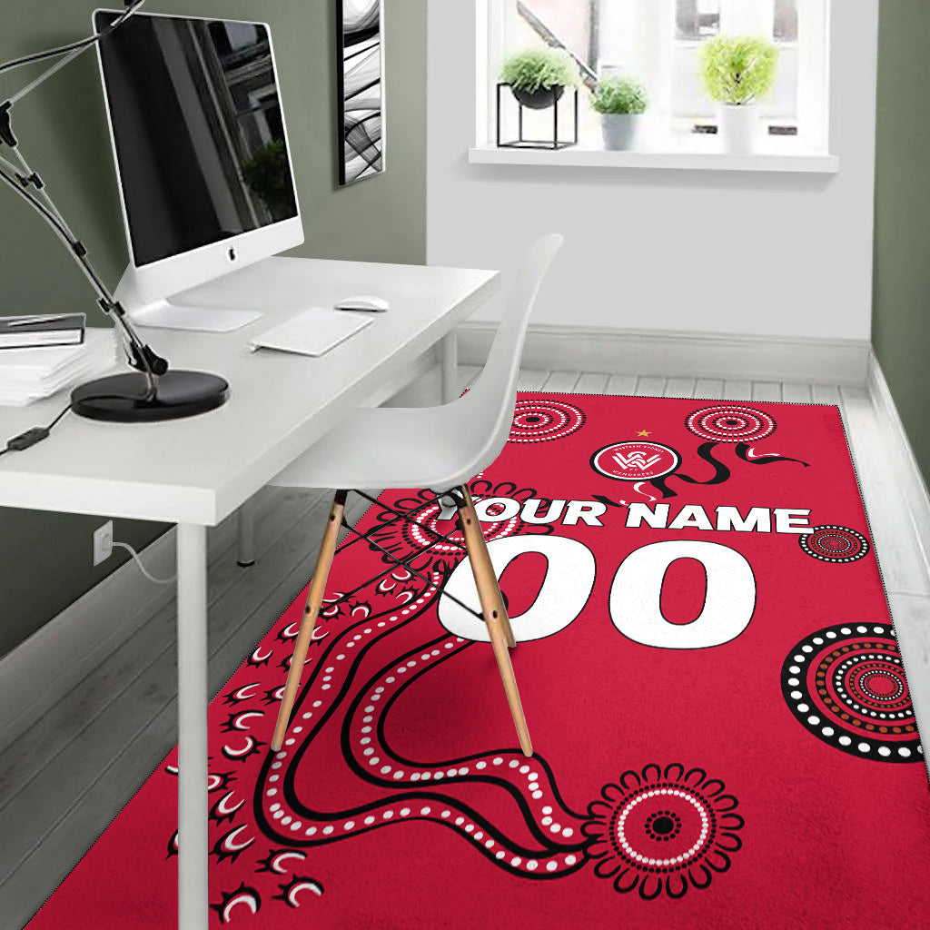 custom-personalised-western-sydney-wanderers-area-rug-indigenous-dot-painting-art