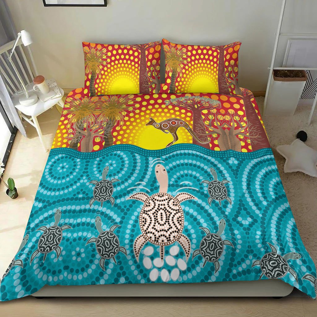 aboriginal-bedding-set-turtle-and-kangaroo-aboriginal-life