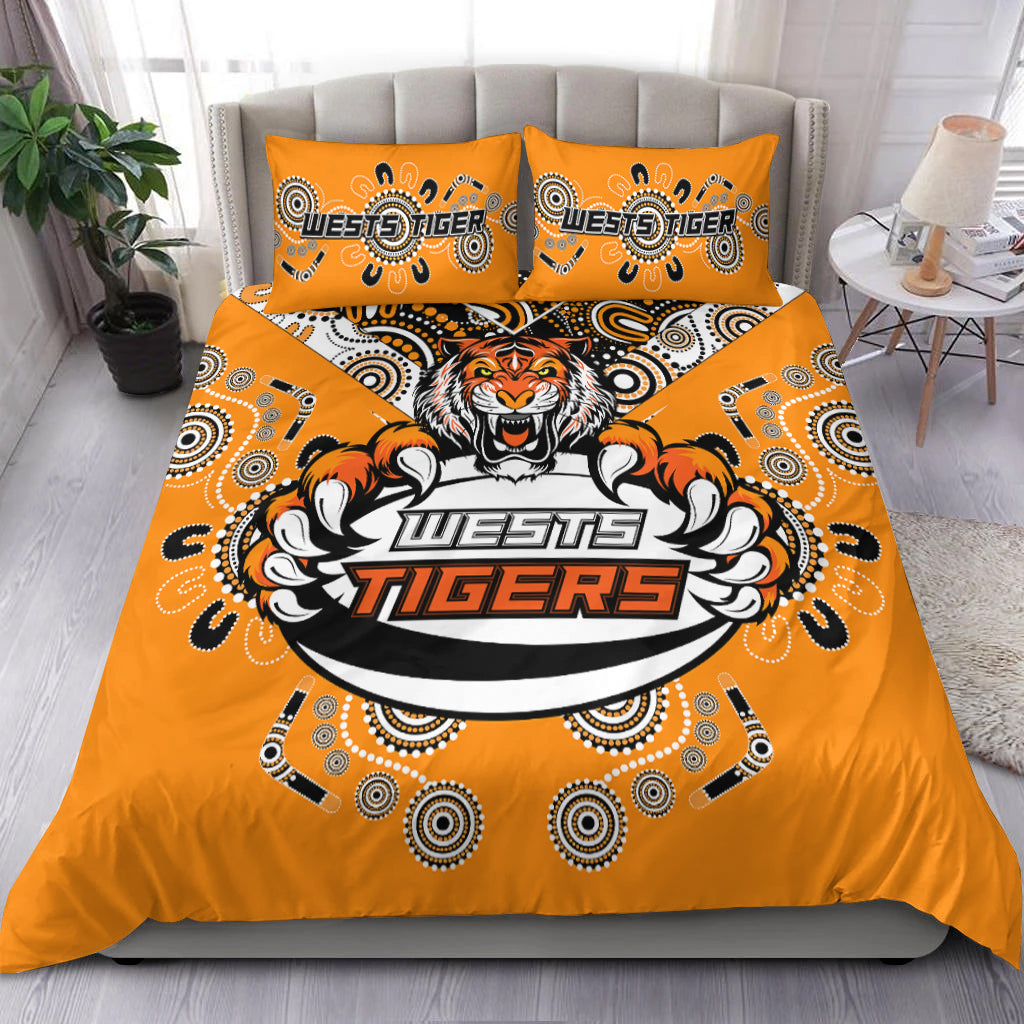 Wests Tiger Rugby Aboriginal Pattern Bedding Set - LT2