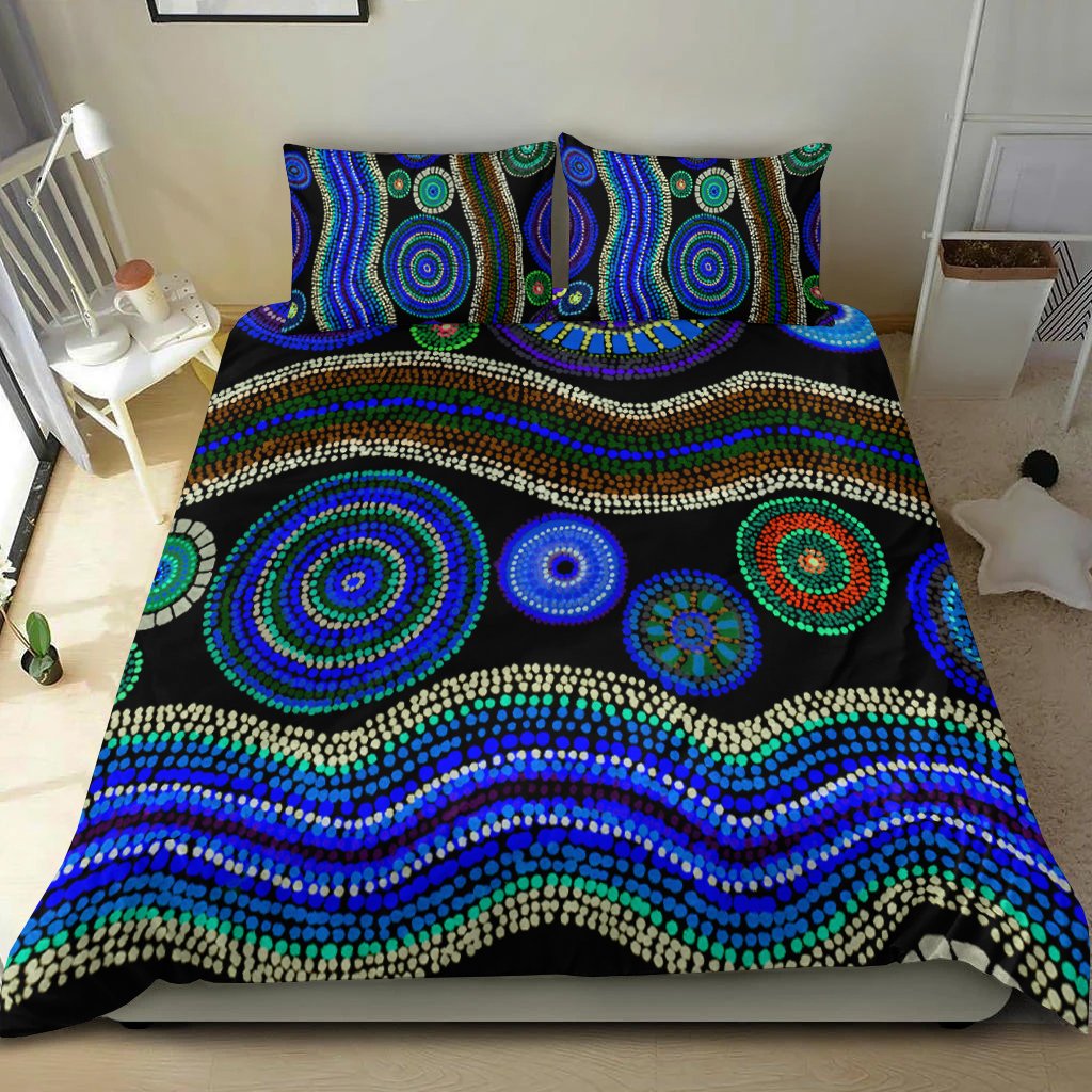 bedding-set-aboriginal-dot-unique-style-blue