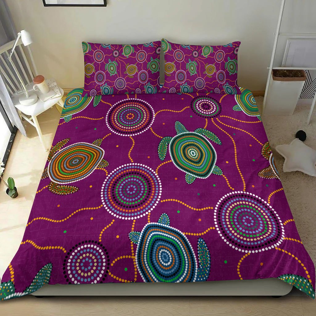 bedding-set-aboriginal-turtle-purple-australia-dot-patterns