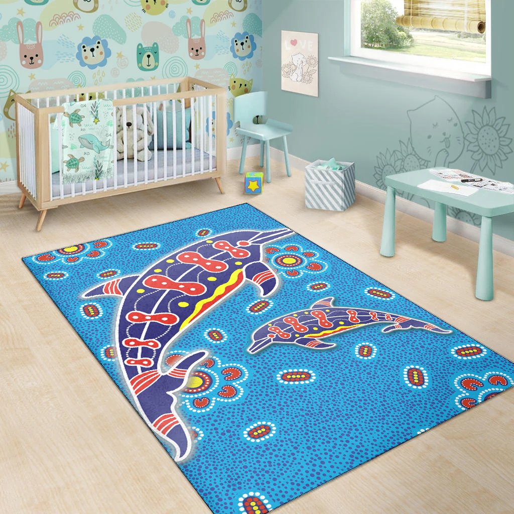 aboriginal-area-rug-dreamtime-dolphin-aboriginal-style