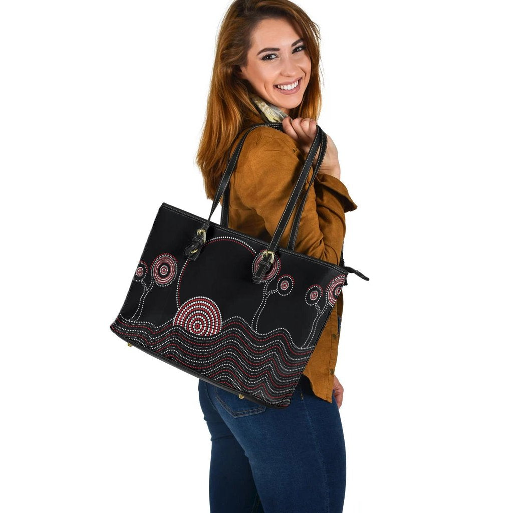 large-leather-tote-bag-aboriginal-pattern-black-style