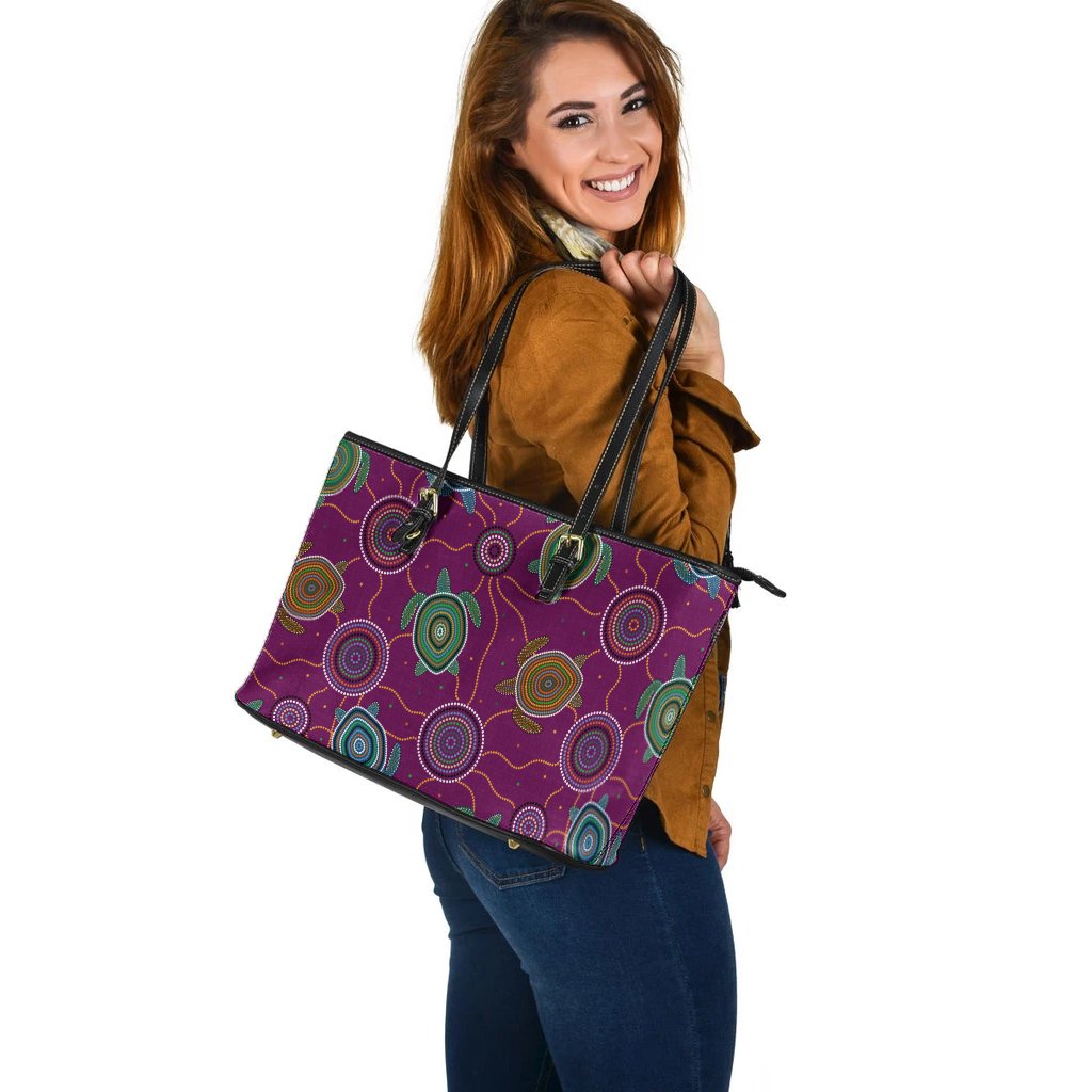 leather-tote-bag-aboriginal-turtle-purple-australia-dot-patterns