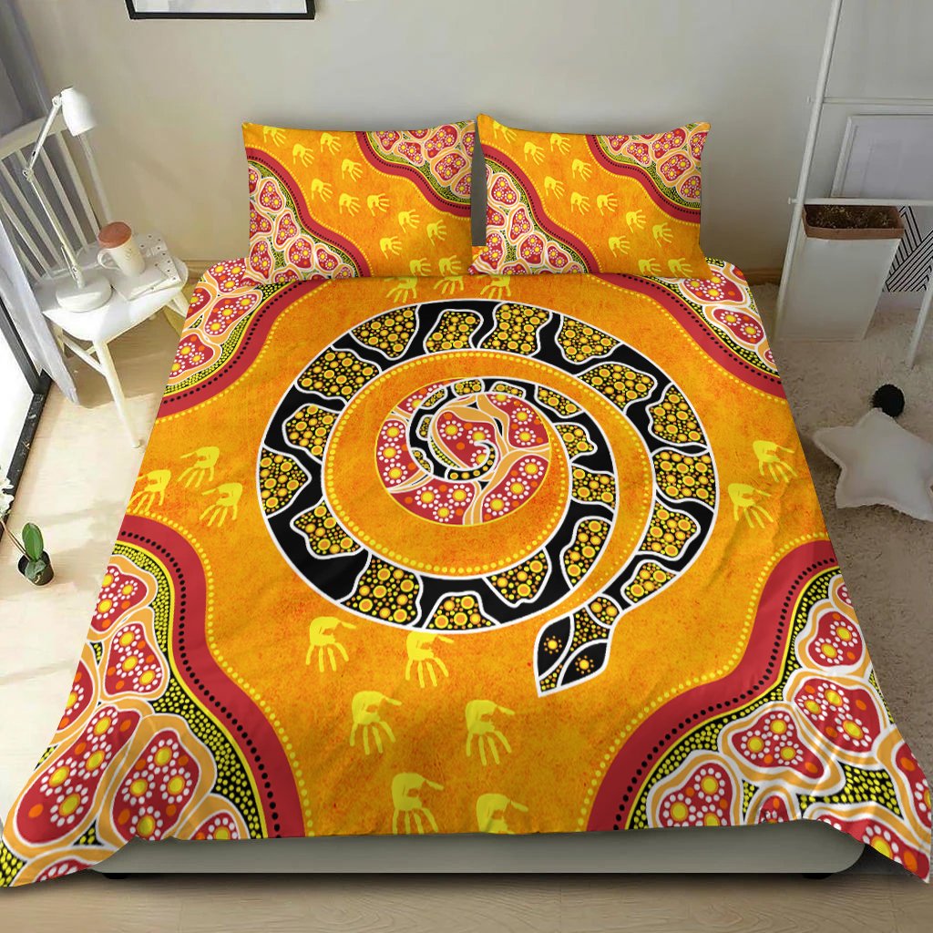 bedding-set-aboriginal-unique-style-snake-orange-color-2021