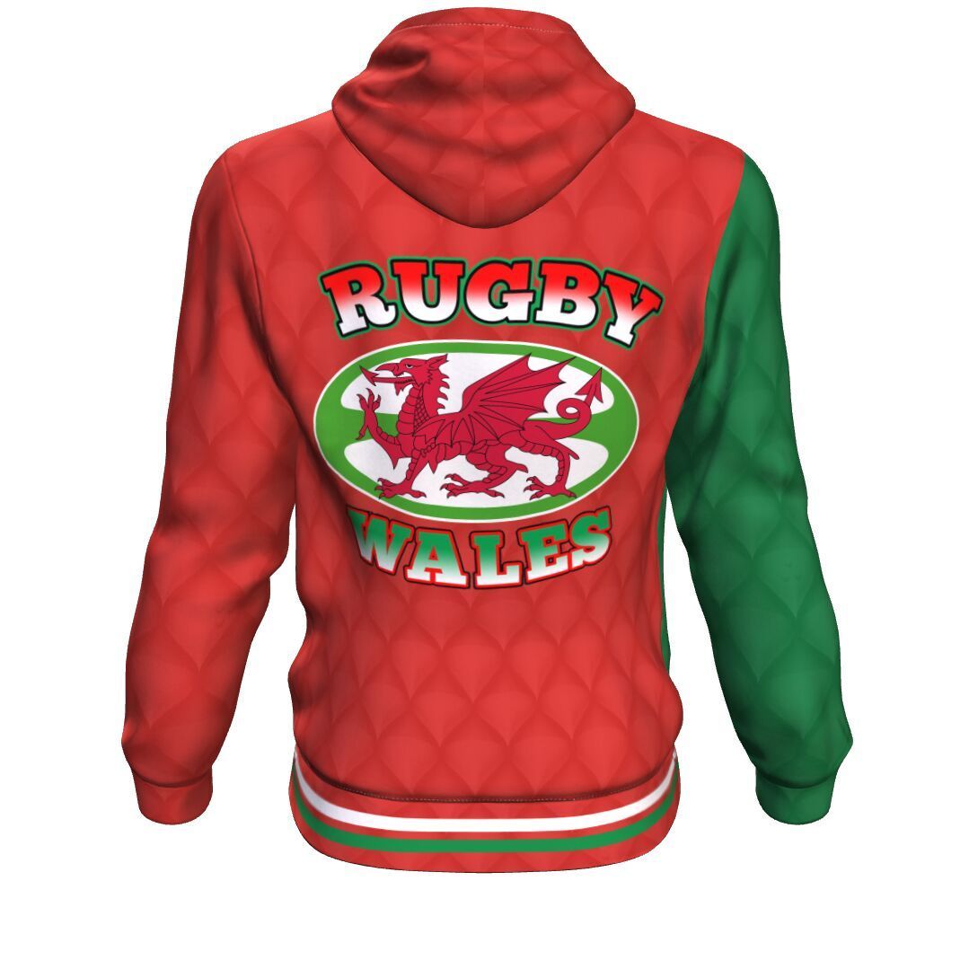 Wales Hoodie Rugby Dragon Scale