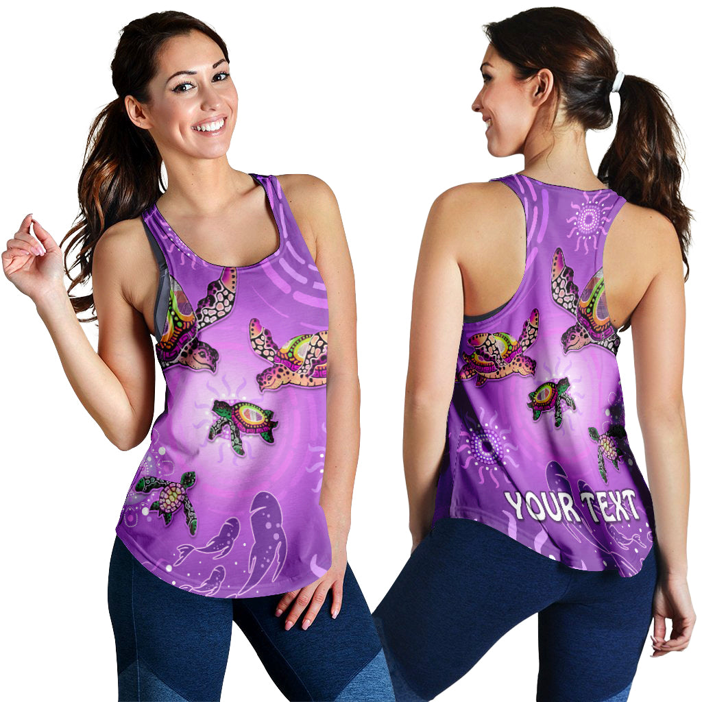 custom-personalised-australian-aboriginal-women-racerback-tank-happy-turtle-family-version-purple