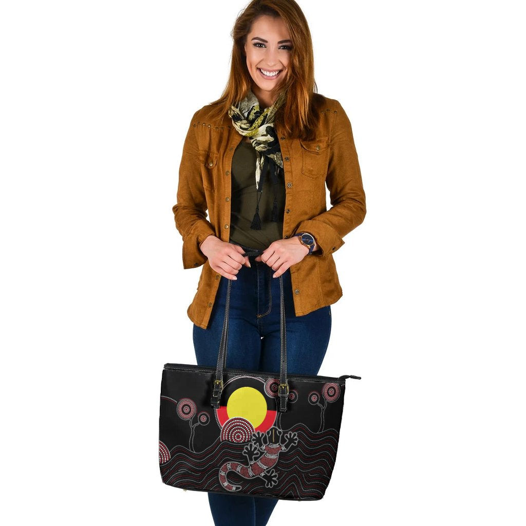 large-leather-tote-bag-gecko-tribal-pattern-with-aboriginal-flag