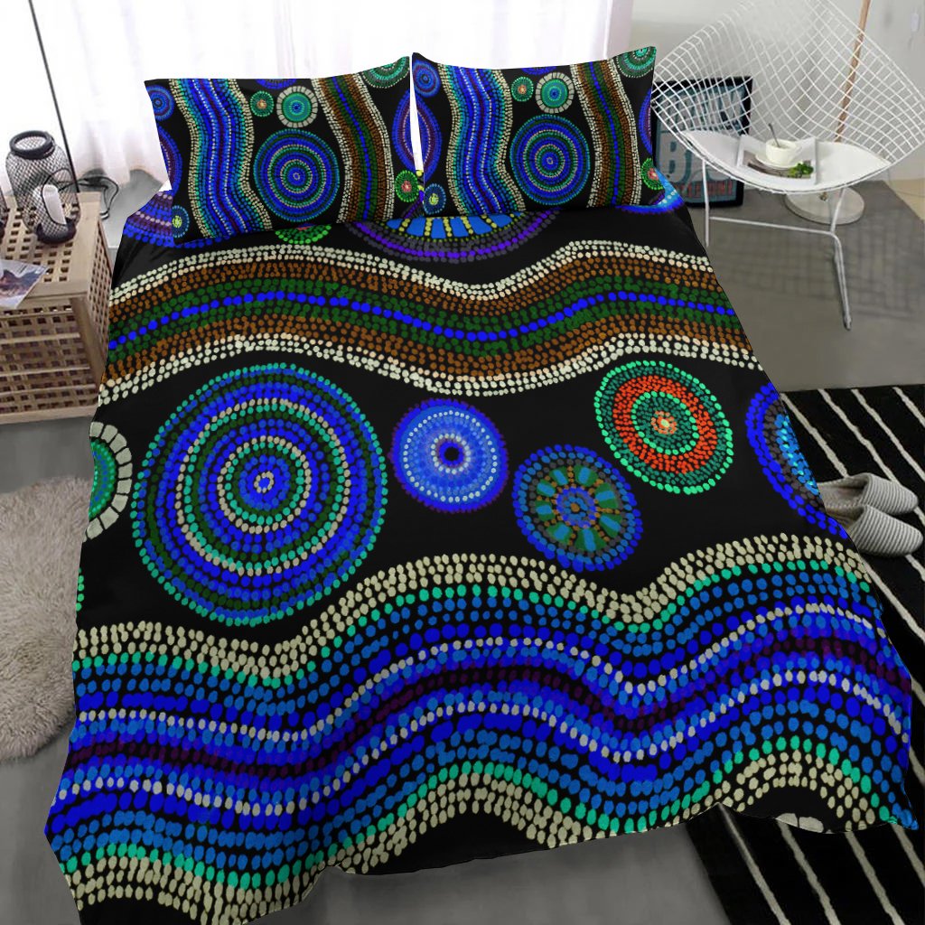 bedding-set-aboriginal-dot-unique-style-blue