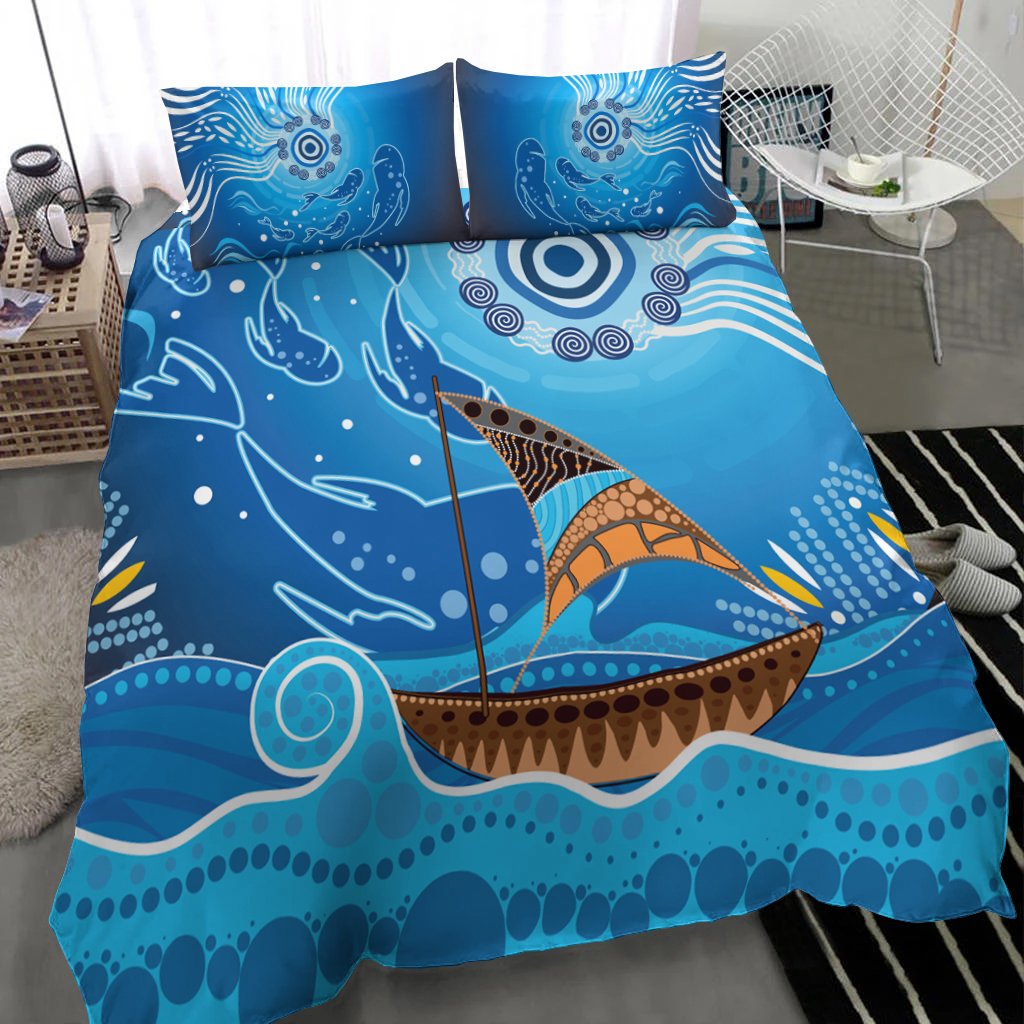 bedding-set-aboriginal-view-sea-with-fish-and-boat