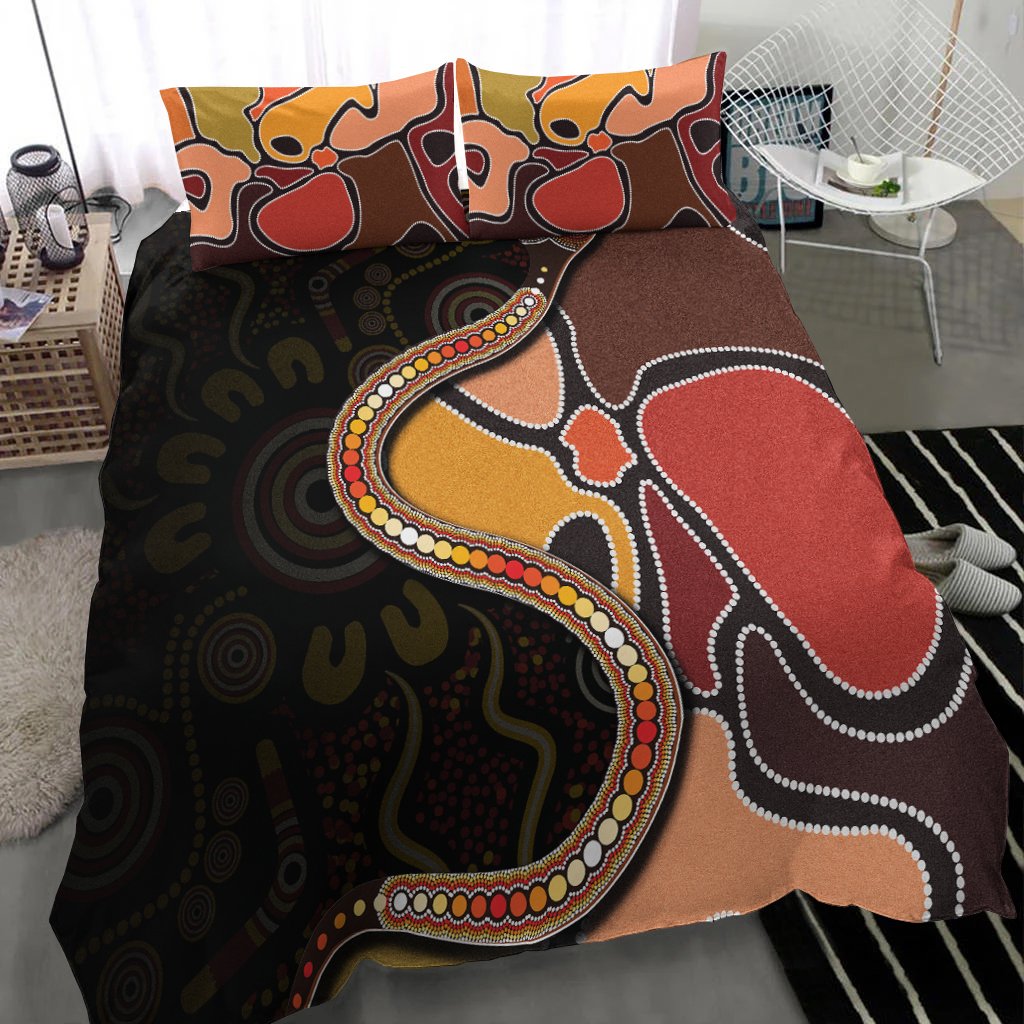 bedding-set-aboriginal-snake-with-dot-painting