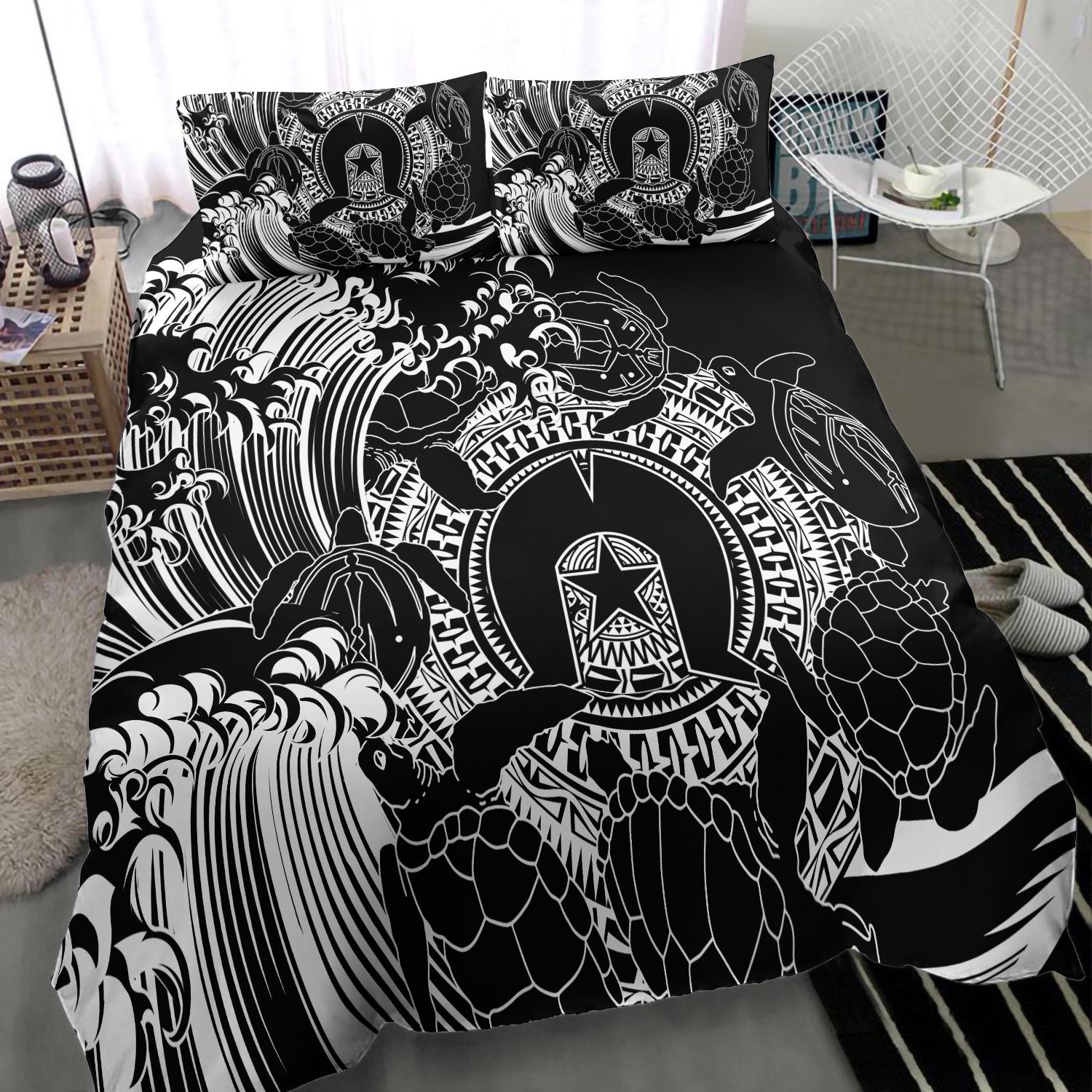 aboriginal-bedding-set-torres-strait-islands-in-wave-black