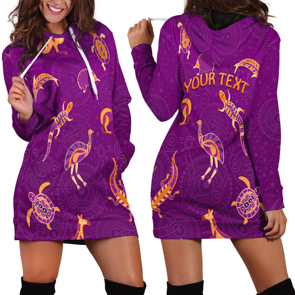 custom-personalised-aboriginal-art-hoodie-dress-animals-australia-version-purple