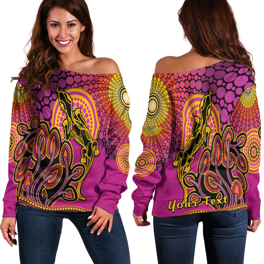 custom-personalised-aboriginal-lizard-off-shoulder-sweater-tree-on-the-hill-sunshine