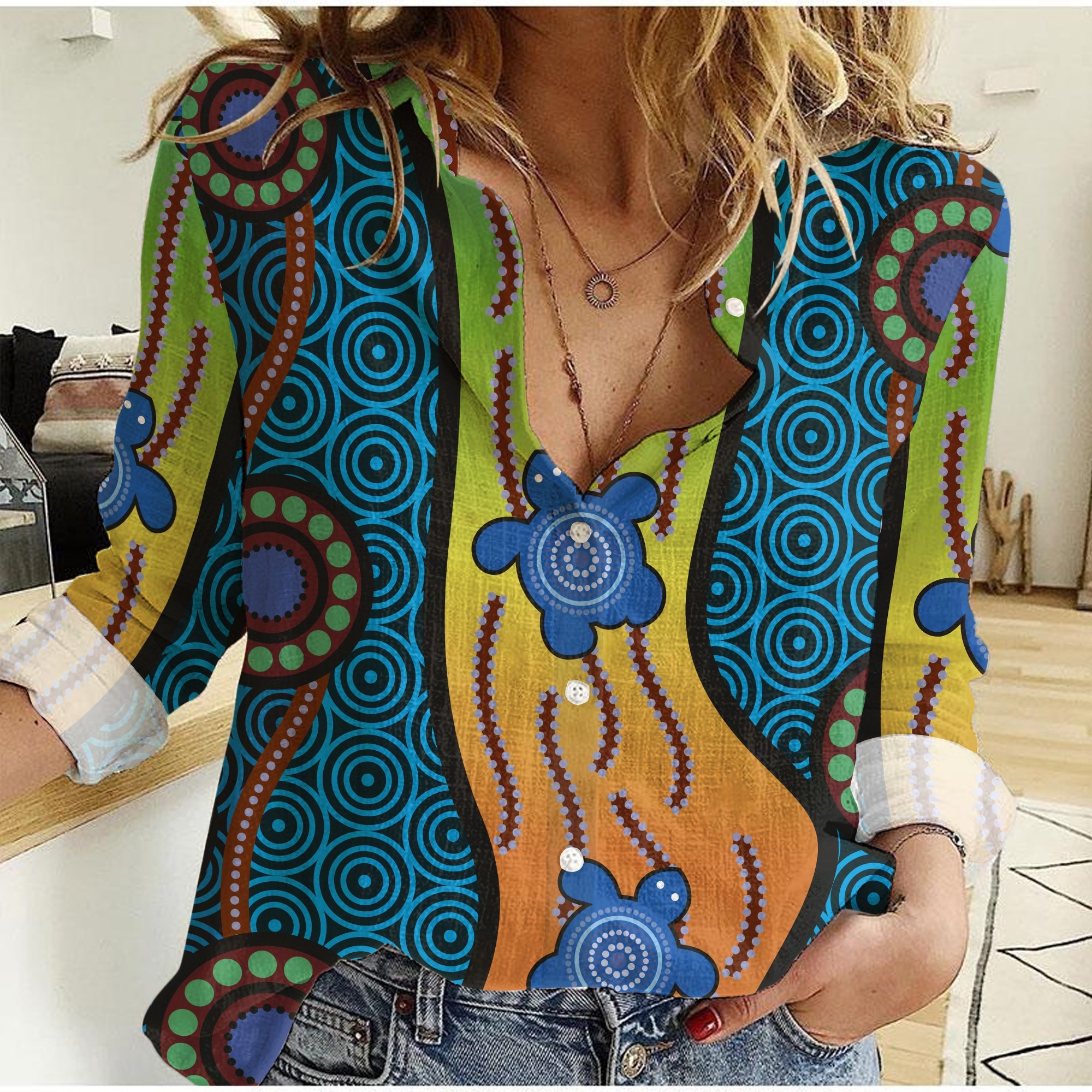 women-casual-shirt-aboriginal-turtle-ver01