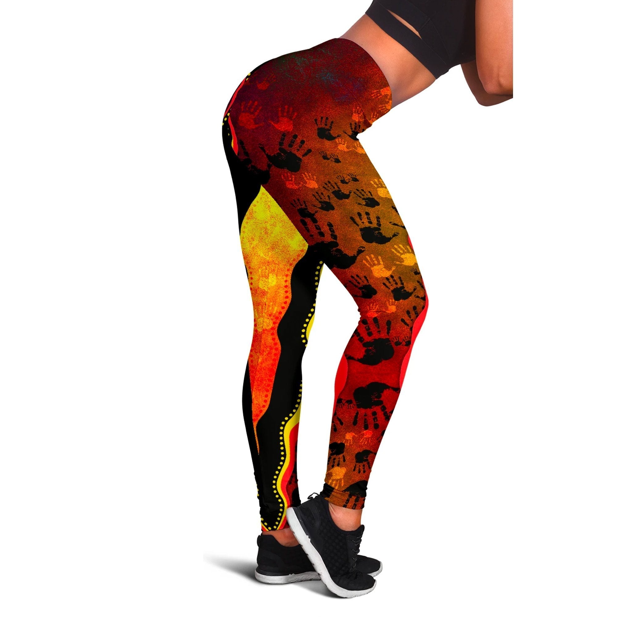 womens-leggings-aboriginal-rock-painting-hand-art-golden-style