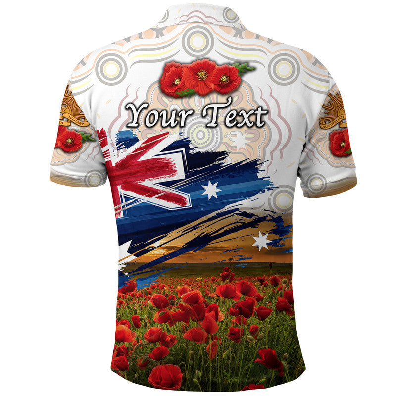 custom-personalised-australia-aboriginal-anzac-polo-shirt-poppy-vibes-white