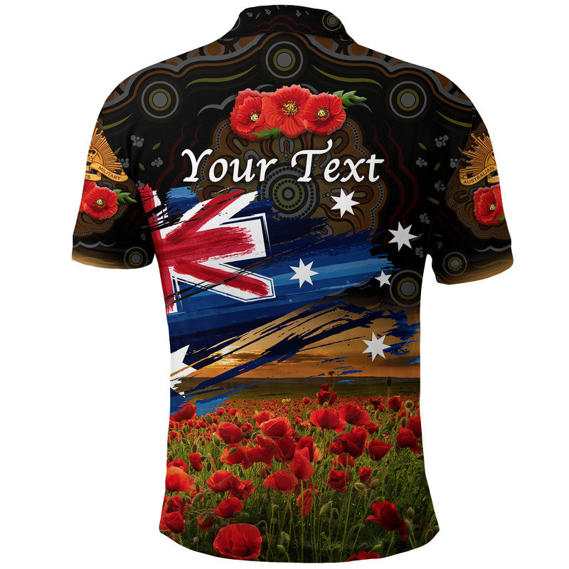 custom-personalised-australia-aboriginal-anzac-polo-shirt-poppy-vibes-black