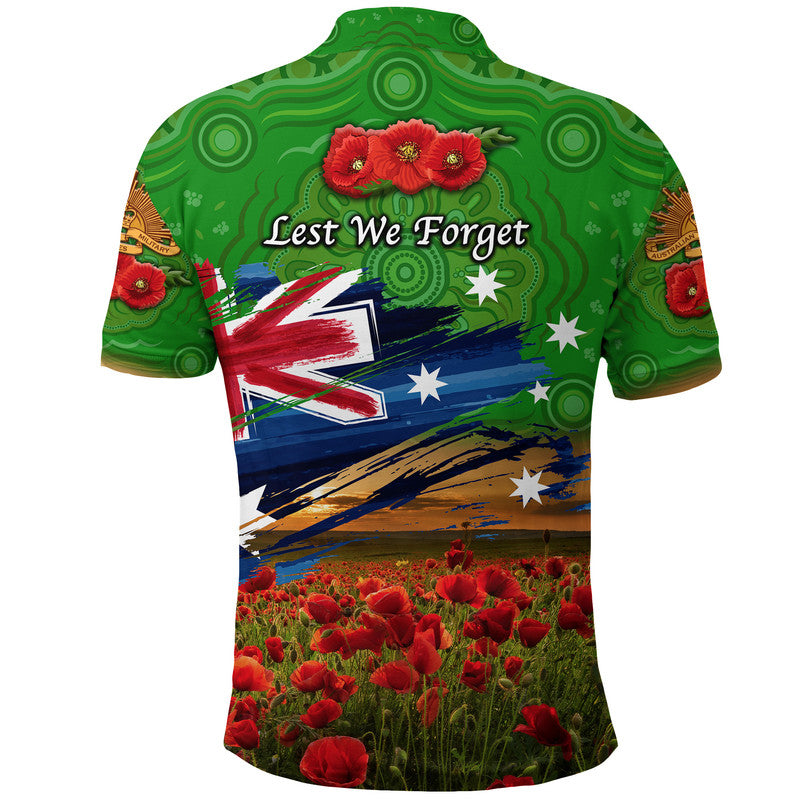 australia-aboriginal-anzac-polo-shirt-poppy-vibes-green