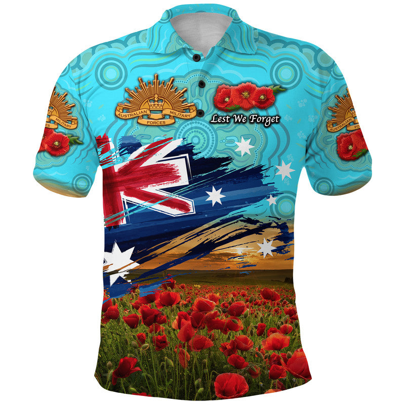 custom-personalised-australia-aboriginal-anzac-polo-shirt-poppy-vibes-blue