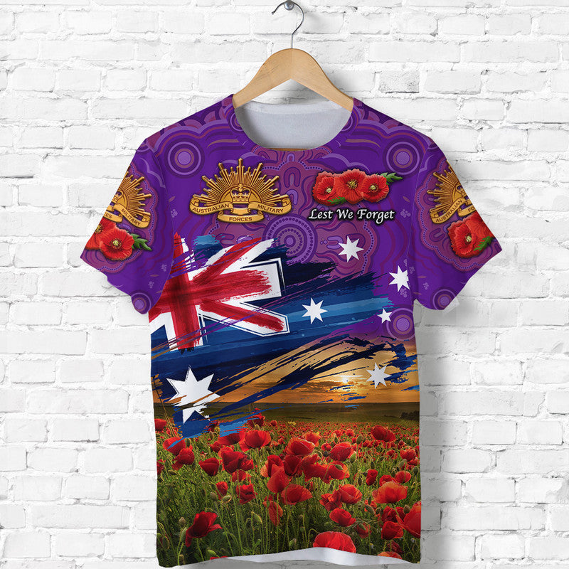 custom-personalised-australia-aboriginal-anzac-t-shirt-poppy-vibes-purple