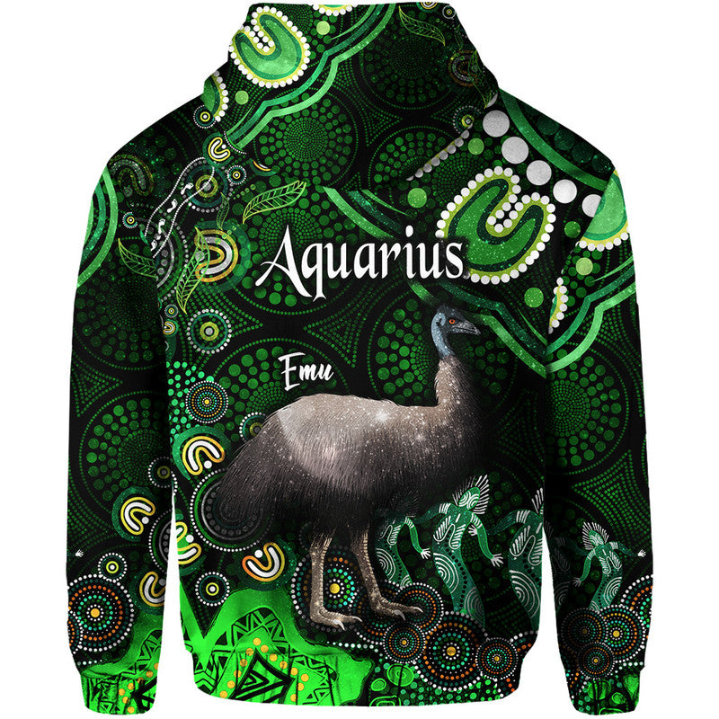 australian-astrology-zip-up-and-pullover-hoodie-aquarius-emu-glider-zodiac-aboriginal-vibes-green