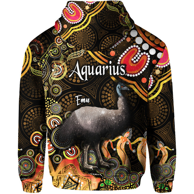 australian-astrology-zip-up-and-pullover-hoodie-aquarius-emu-glider-zodiac-aboriginal-vibes-gold