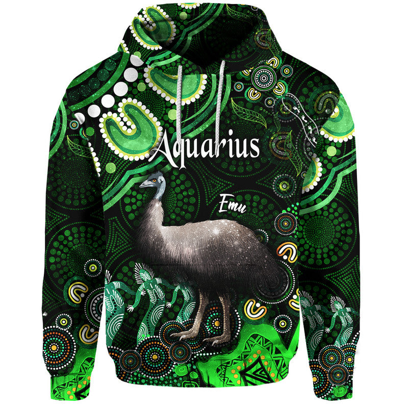 australian-astrology-zip-up-and-pullover-hoodie-aquarius-emu-glider-zodiac-aboriginal-vibes-green