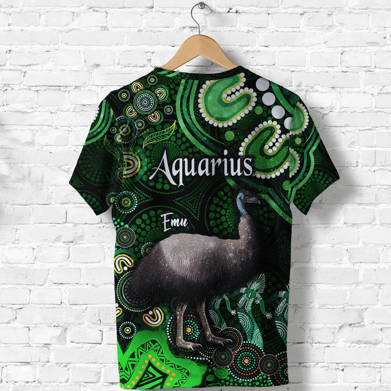 australian-astrology-t-shirt-aquarius-emu-glider-zodiac-aboriginal-vibes-green