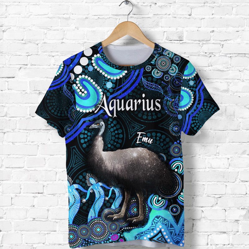 australian-astrology-t-shirt-aquarius-emu-glider-zodiac-aboriginal-vibes-blue