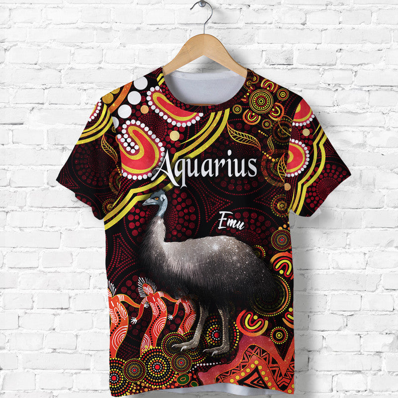 australian-astrology-t-shirt-aquarius-emu-glider-zodiac-aboriginal-vibes-red