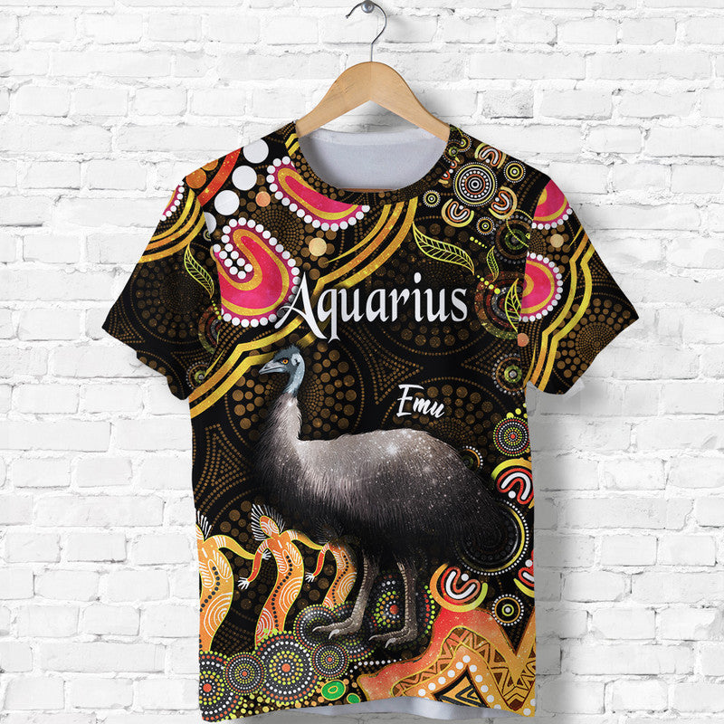 australian-astrology-t-shirt-aquarius-emu-glider-zodiac-aboriginal-vibes-gold