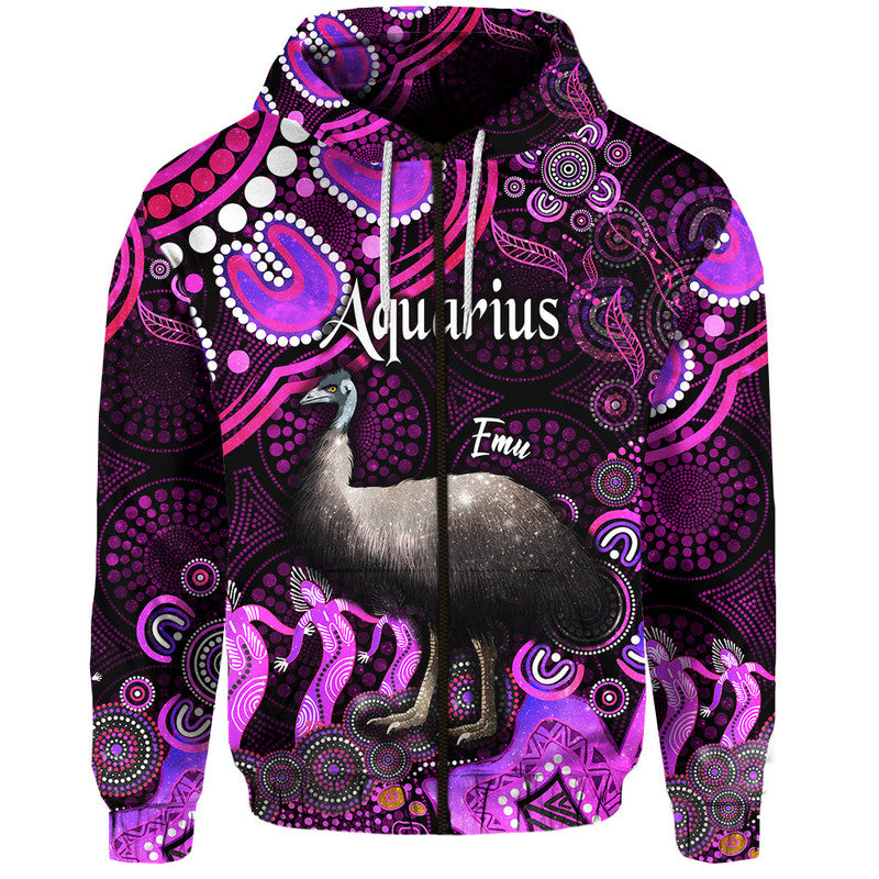 australian-astrology-zip-up-and-pullover-hoodie-aquarius-emu-glider-zodiac-aboriginal-vibes-pink