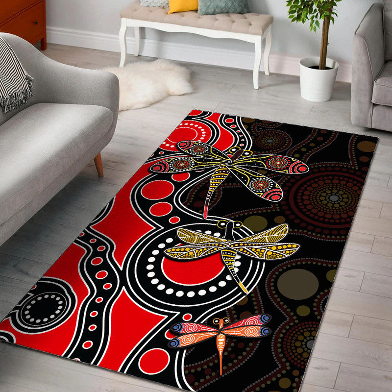 aboriginal-dragonfly-area-rug-red-style