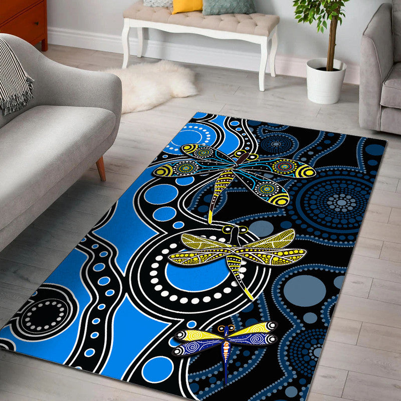 aboriginal-dragonfly-area-rug-blue-style