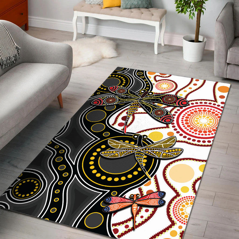 aboriginal-dragonfly-area-rug-white-style