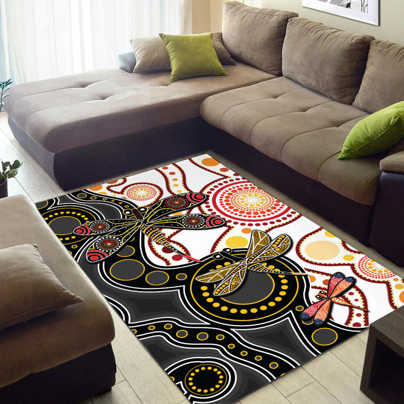 aboriginal-dragonfly-area-rug-white-style