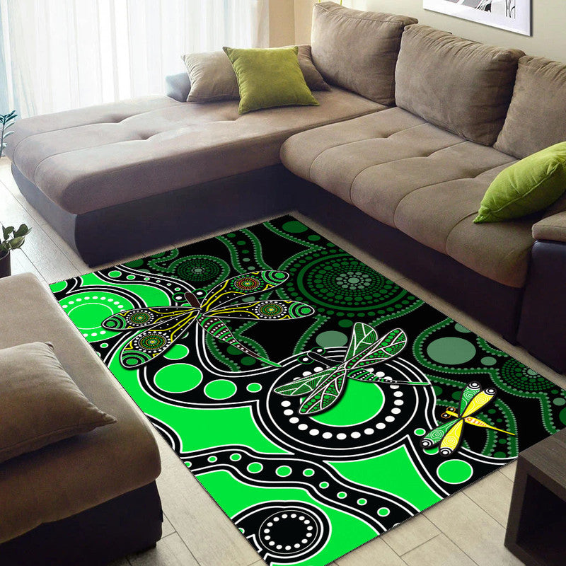 aboriginal-dragonfly-area-rug-green-style