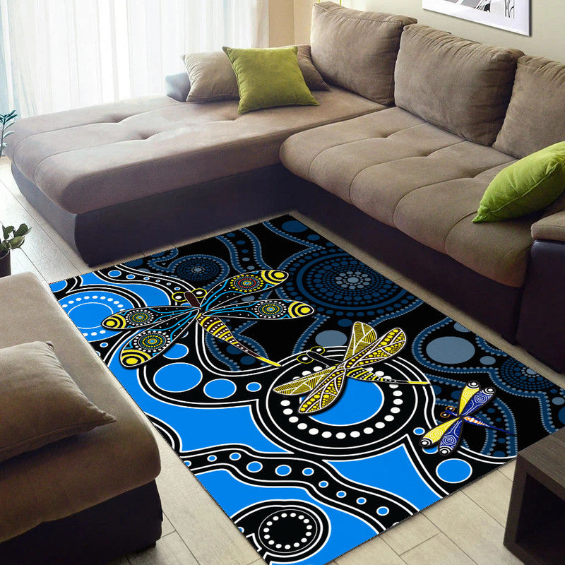 aboriginal-dragonfly-area-rug-blue-style