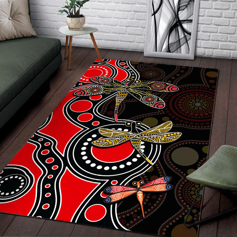 aboriginal-dragonfly-area-rug-red-style