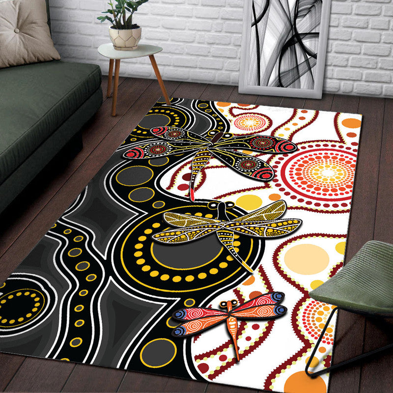 aboriginal-dragonfly-area-rug-white-style